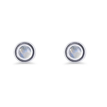 Minimalist 6.8mm Moonstone Bali Stud Earring 925 Sterling Silver Wholesale